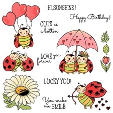 Ladybugs Heart You Make Me Smile Metal Cutting Dies Clear Stamps Scrapbook Craft