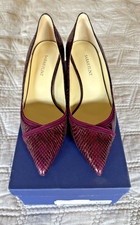 NIB Sarah Flint Burgundy Snakeskin Low Heel Pump, Made in Italy size 39