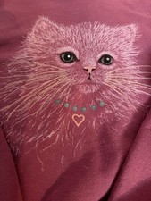 Morning Sun Cat Sweatshirt Women s L Gold Etching On Whiskers Eyes Grandma s