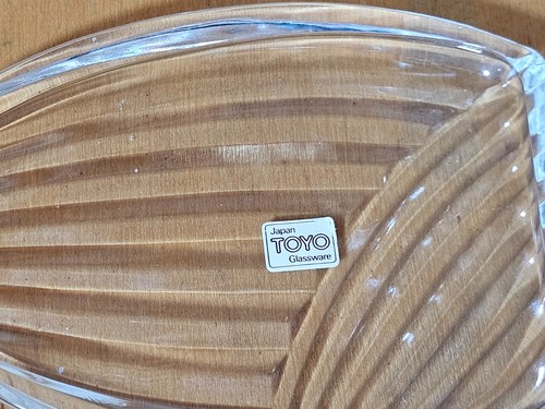 Vintage Toyo Glassware Japan Clear Glass Bamboo Shoot / Leaf Dish – Mid Century - Picture 2 of 4