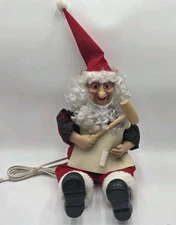 Vtg Christmas Telco Elf Motionettes Animated Shelf Sitting Toy Maker w/hammer