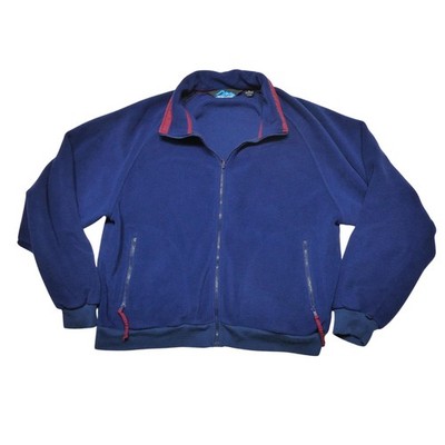 Tri-Mountain Jacket Mens XL Blue Fleece Full Zip Bomber Lined Pockets Workwear