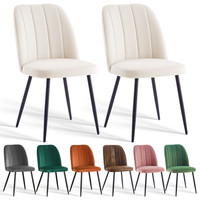 2/4/6X Dining Chairs Velvet Padded Seat Metal Legs Breakfast Kitchen Office