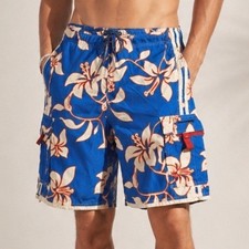 Abercrombie Fitch Mens Shorts Size L Blue Floral Cargo Board Swim Trunks