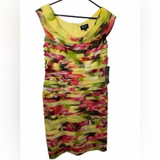 Adrianna Papell Vibrant Tiered Floral Midi Cocktail Dress NWT