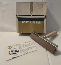 Vintage Speedball Soft Rubber Printmaking Brayer Ink Roller w/ Box Insert