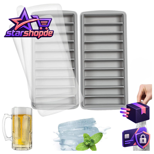 EiswüRfelform Silikon Mit Deckel Bpa-Frei 10 FäCher Grau FüR Cocktails Whiskey-image