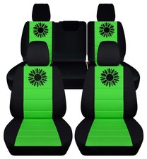 Frontrear Custom Car Seat Covers Blk-lime Green Fits Jk Wrangler 07-18 4dr