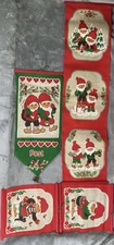 Vintage Christmas Stil Dukar 100% Jute Made In Sweden Set Of 4 Shall Hangings 
