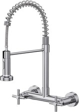 Wall Mount Kitchen Faucet, Hurran Brushed Nickel Kitchen Sink Faucet, 8 Inch 2 H