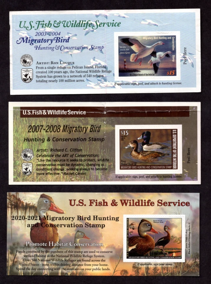 COLECCIÓN DE 16 SELLOS FEDERALES DE CAZA DE PATOS 1999-2017 CARA DE $15 A $25 de Estados Unidos Foto 3 de 4