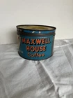 Vintage Maxwell House 1 Lb Tin With Lid  Blue Can Yellow Lid 10 Cents Off