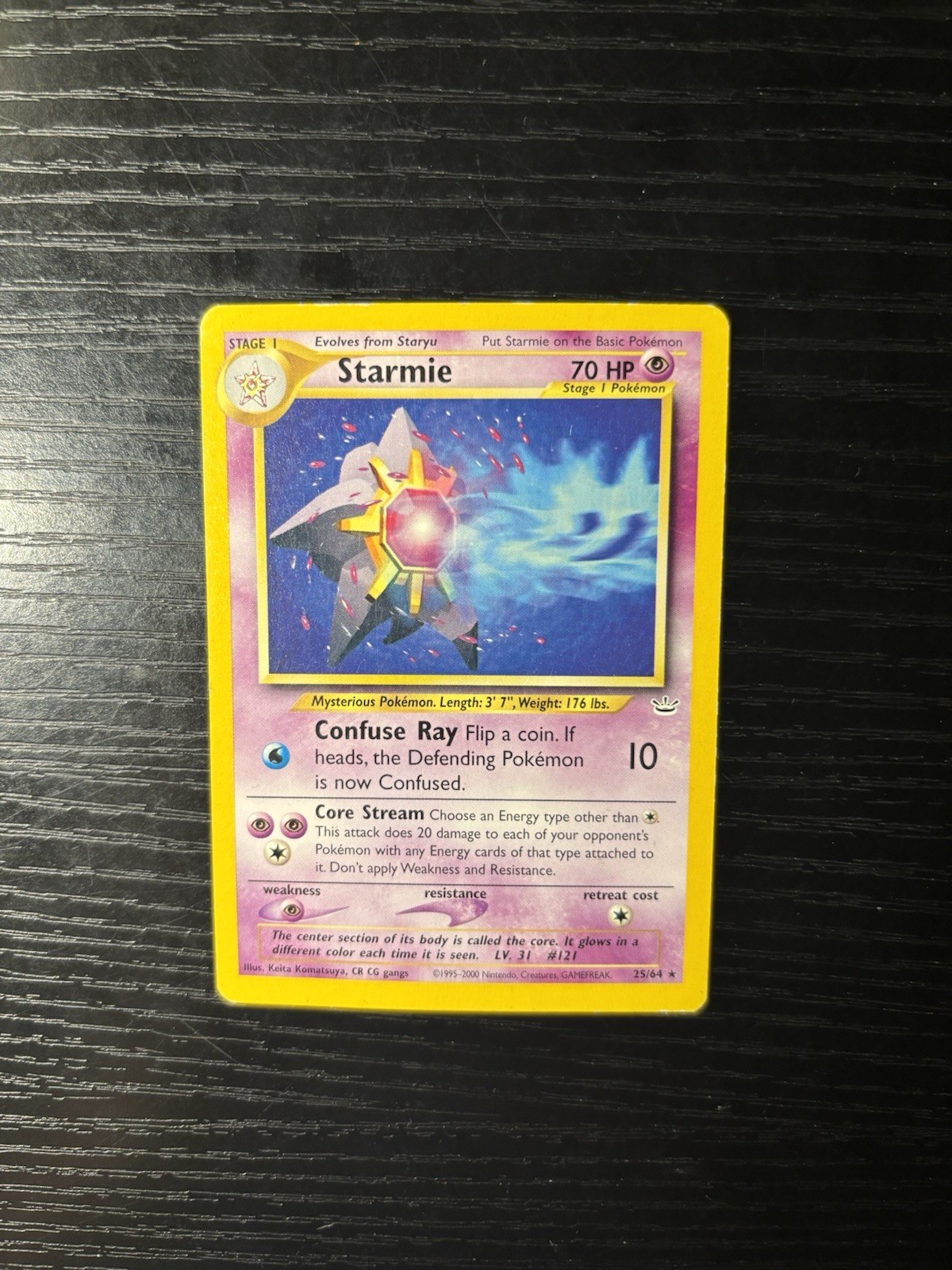 Pokémon TCG Starmie Neo Revelation Card 25/64 Rare Vintage WotC