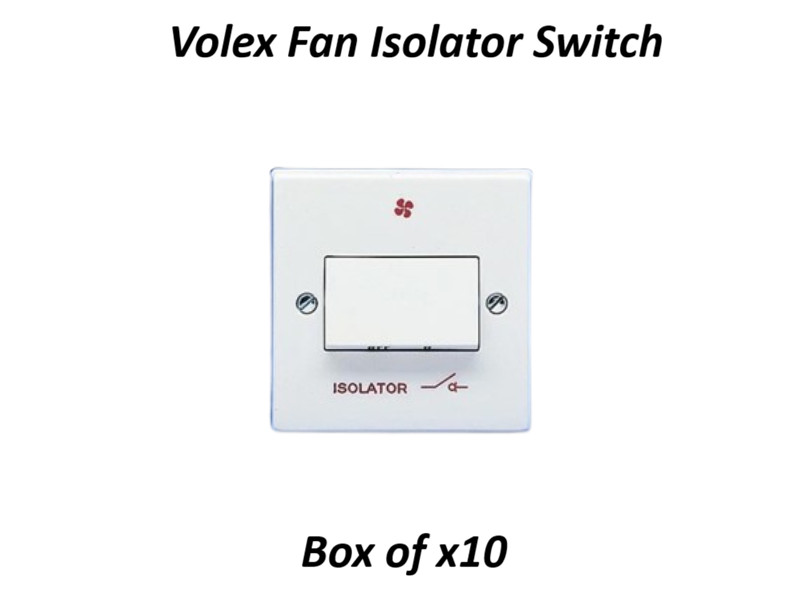 VOLEX VX1013 *BOX of x10* 1 GANG FAN ISOLATING SWITCH WHITE 6A 3 POLE x10