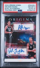 A’Ja Wilson & Jackie Young 2024 Panini WNBA Origins /25 Dual Auto PSA  10 PSA 8 