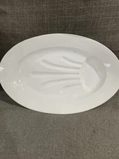 Antique French White Ironstone China Gigot Roasted Lamb Meat Platter, Circa 1900