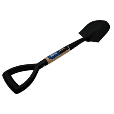 Draper 15072 Round Point Mini Shovel with Wood Shaft, 0 V, Black