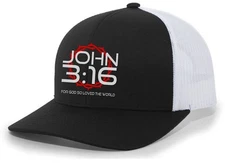 Christian John 3:16 For Got So Loved The World Mens Embroidered Mesh Back