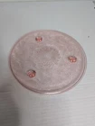 Vtg 10" Pink Depression Glass Cake Plate Shaggy Rose Design 3 Footed Pastry Dish