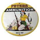 Vintage Peters Ammunition Sign - Firearm Rifles Shotguns Gas Pump Porcelain Sign