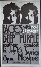 FACES ROD STEWART DEEP PURPLE PITTSBURGH 1971 concert poster 14x23 NM
