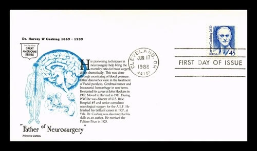 DR JIM STAMPS US COVER DR HARVEY CUSHING GREAT AMERICANS FDC ARISTOCRAT CACHET