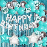 BlaugrüN Blue Geburtstag Dekorationen Set Mit Happy Birthday Luftballons Banner