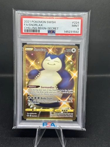 Pokemon Snorlax Chilling Reign Gold Secret Rare 224/198 PSA 9 Mint TCG