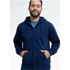 Swet Tailor Stretch Fleece Zip Hoodie In Admiral Blue Pockets Unisex Size M NEW
