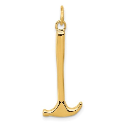 14k Gelbgold Hammer Anhänger Unisex Minimalist Werkzeug Symbol für Bau