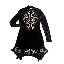 romini dress in midnight mini sequin with black lace Midnight Affairs Sparkle Mini Dress with Mesh Sleeves