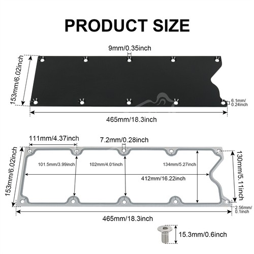Valley Pan Cover Plate with Gasket and Seals Low Profile For LS Gen 3 - Picture 3 of 12
