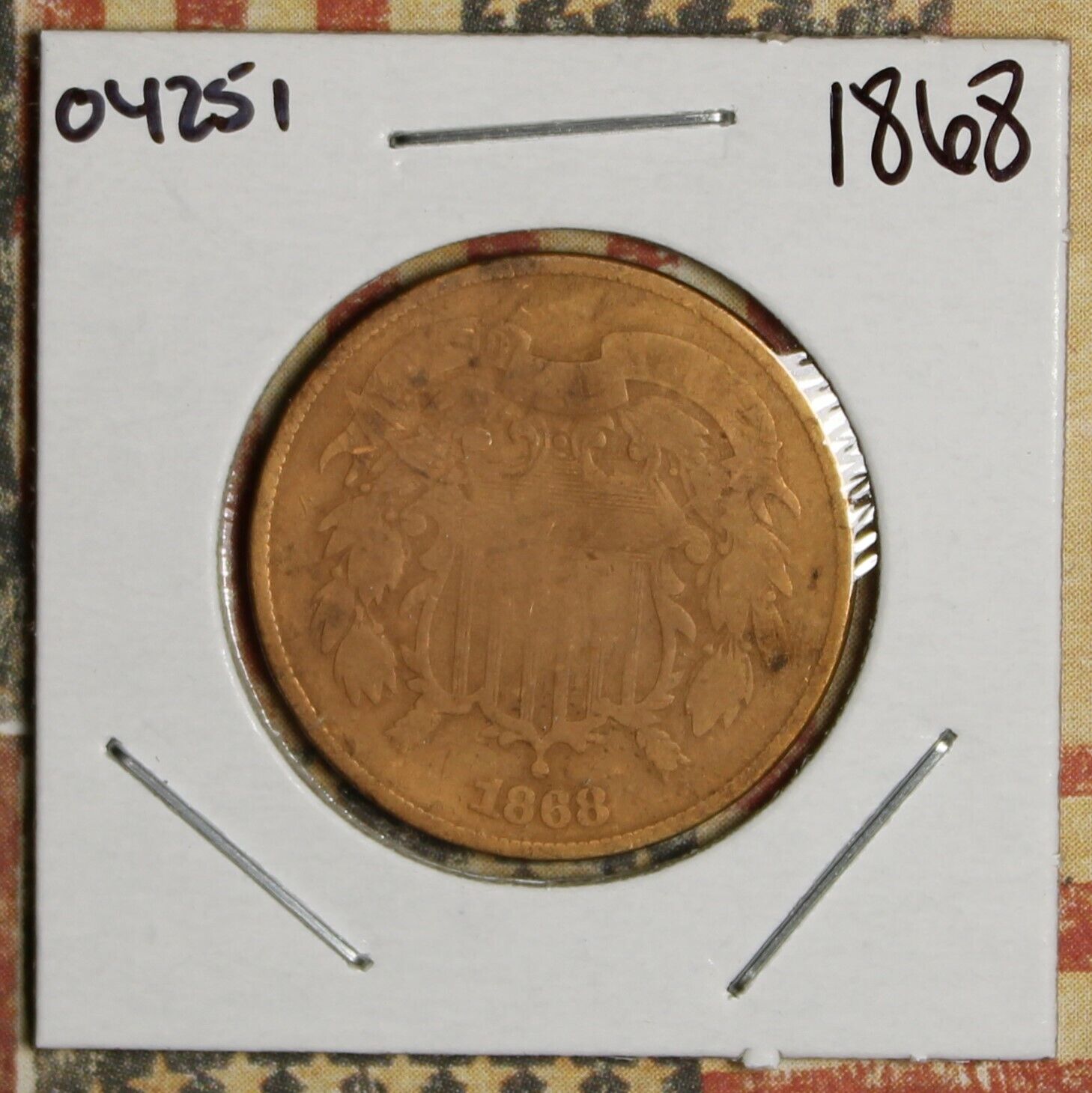 1868 2 CENT PIECE COPPER COLLECTOR COIN FREE SHIPPING