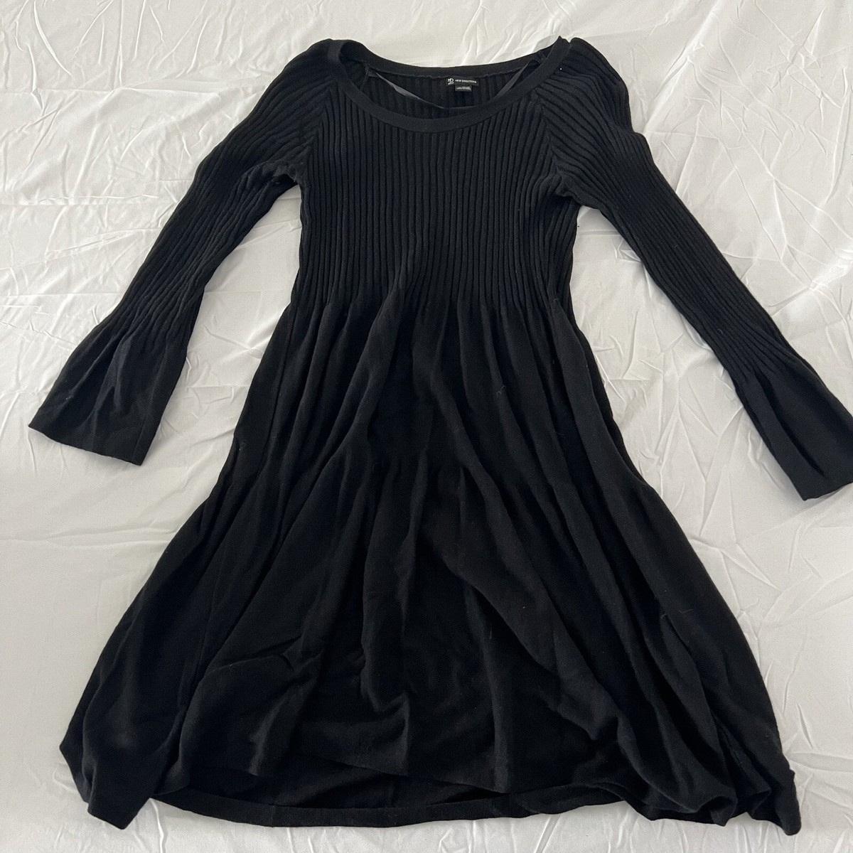 New Directions A Line Dress Women Medium Black Long Sleeves | eBay