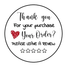 48 THANK YOU PLEASE LEAVE REVIEW ENVELOPE SEALS LABELS STICKERS 1.2" ROUND