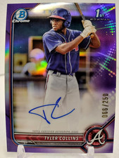 TYLER COLLINS AUTO #/250 PURPLE 2022 Bowman Chrome REFRACTOR 1ST BRAVES CPA-TCS