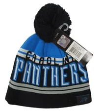 New Carolina Panthers YOUTH Size OSFA Black Blue Beanie Hat