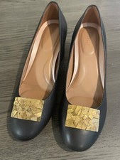 Vintage Signed Musi Shoe Clips Rectangular Gold Tone