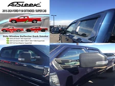 4x 2015-24 Ford F150 Extended / Super Cab Door Deflector Vent Visors Rain Guards