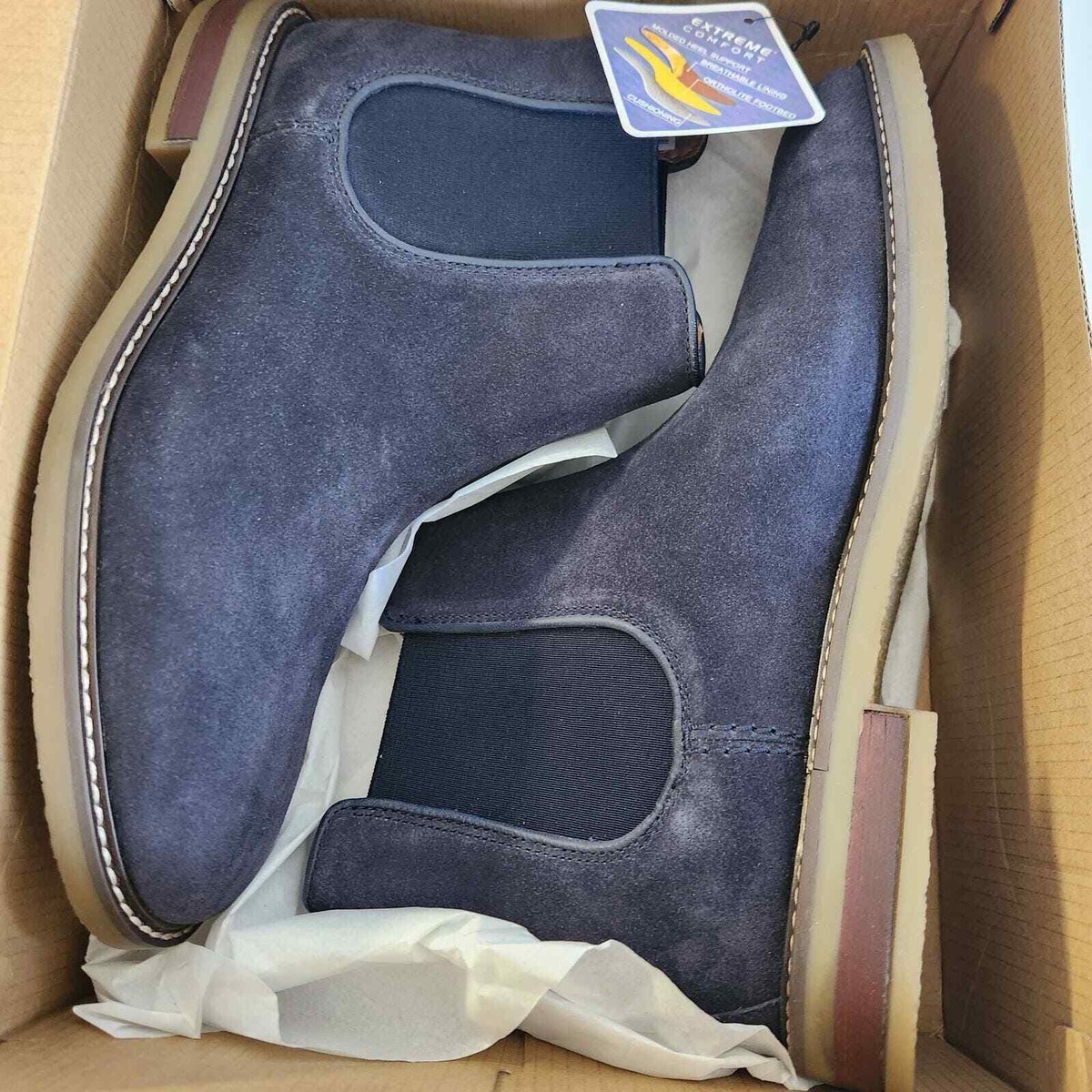 Clarks Men’s Jaxen Chelsea Boots Navy Suede Size 10 Clarkson Chelsea Midnight Blue Suede Leather Boots For Men  main image 4