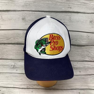 Bass Pro Shops Navy And White Embroidered Logo Mesh Trucker