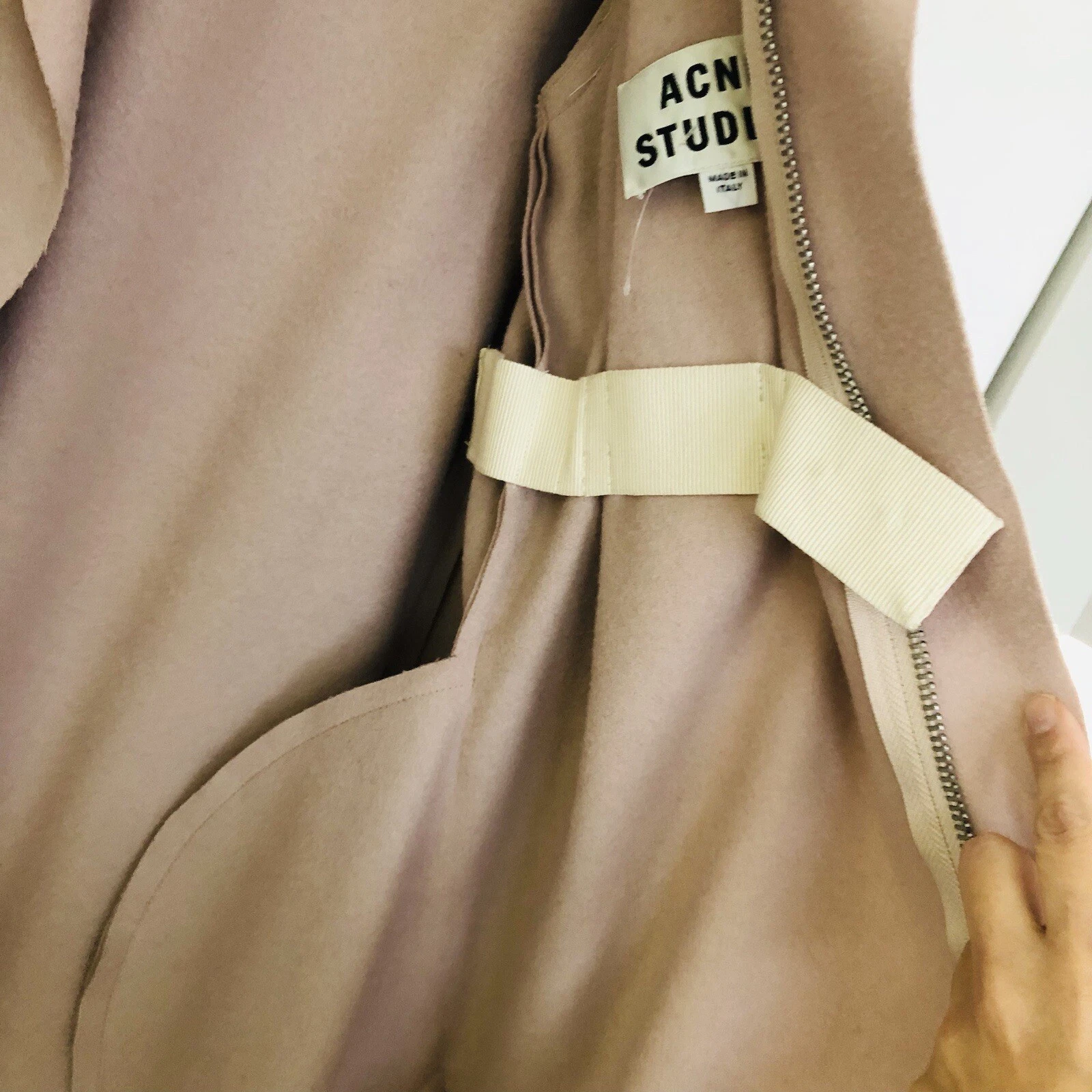 Cappotto Acne Studios Dust Melton misto lana due facce rosa polvere EU 36 US 4 6 $1599