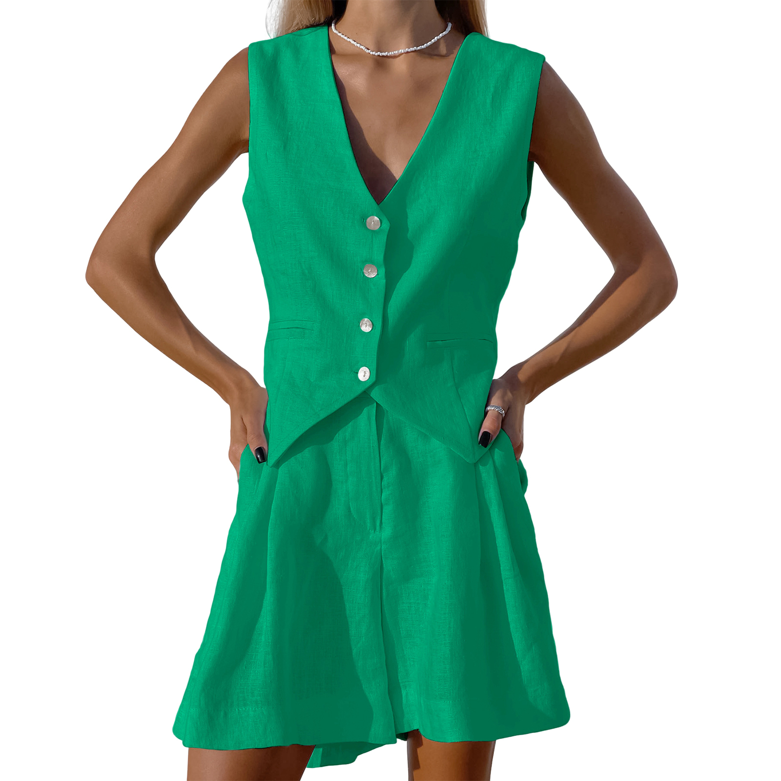 women-waistcoat-shorts-sets-casual-cotton-tank-top-shorts-summer-ladies