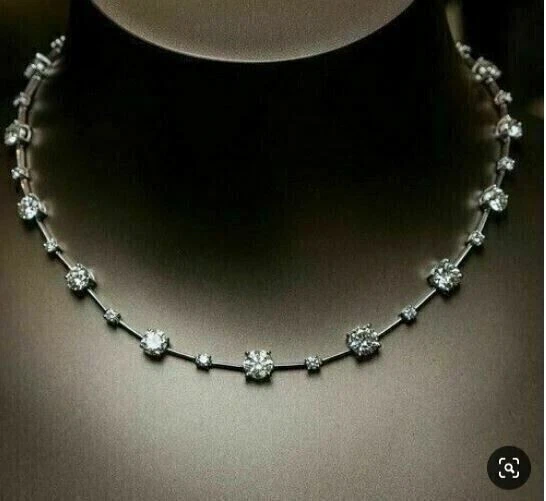 5Ct Round Cut Simulated Diamond Women's Necklace 14K White Gold Plated - Image 2 of 4