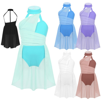 Kinder Mädchen Ballet Chiffon Eiskunstlauf Contemporary Modern Caged Back Body