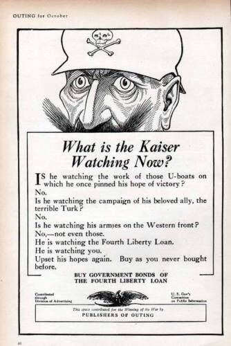 1916 MILITARY WWI KAISER GERMAN EMPORER PRUSSIA WILHELM ARMY BOND AD 7168 - Picture 1 of 1
