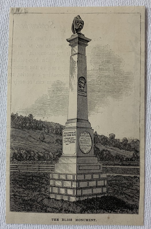1878 magazine engraving~ THE BLISS MONUMENT Rome, PA