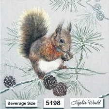 (5198) TWO Paper BEVERAGE / COCKTAIL Decoupage Art Craft Napkins - SQUIRREL
