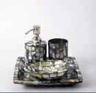 Mother of Pearls Stone Bathroom Set, Luxury Bath Set, Bathroom Accessories Hotel