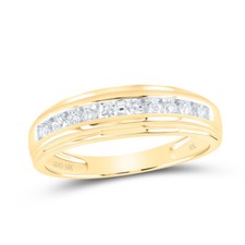 10kt Yellow Gold Mens Round Diamond Wedding Channel-Set Band Ring 1/5 Cttw